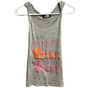 What Happens In Vegas Stays In Vegas Gray Studded Bling Tank Size Medium